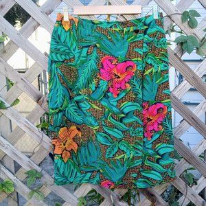 Vintage 100% Silk Jungle Floral Wrap Skirt